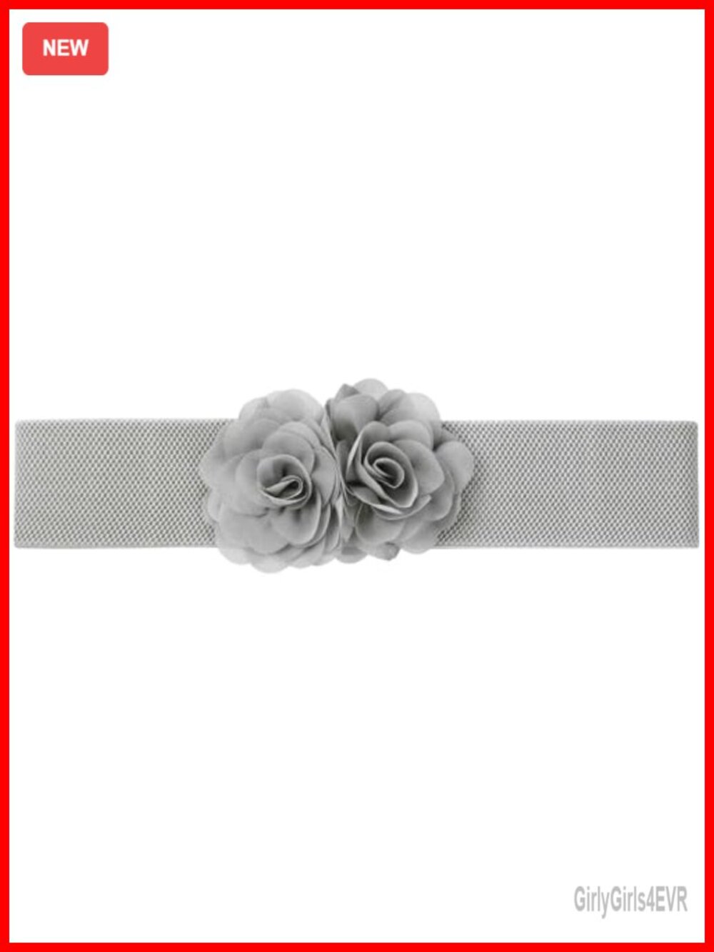 Women's Stretchy Wide Chunky Waist Belt with Double Flower for Dress